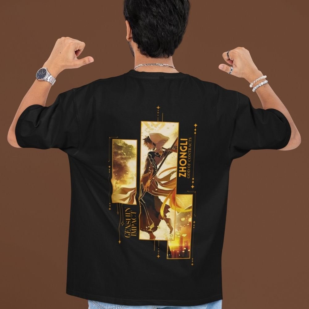 Zhongli-Geo-Archon-Oversized-T-Shirt–Genshin-Impact-Premium-Front-&-Back-Print-Anime-Streetwear-Essential