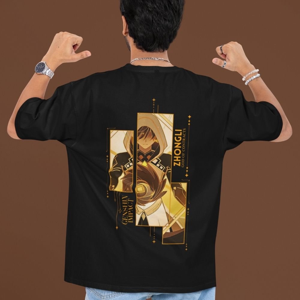 Zhongli-Liyue-Legacy-Oversized-T-Shirt-Front-&-Back-Anime-Print-Premium-Cotton-Genshin-Fan-Drop
