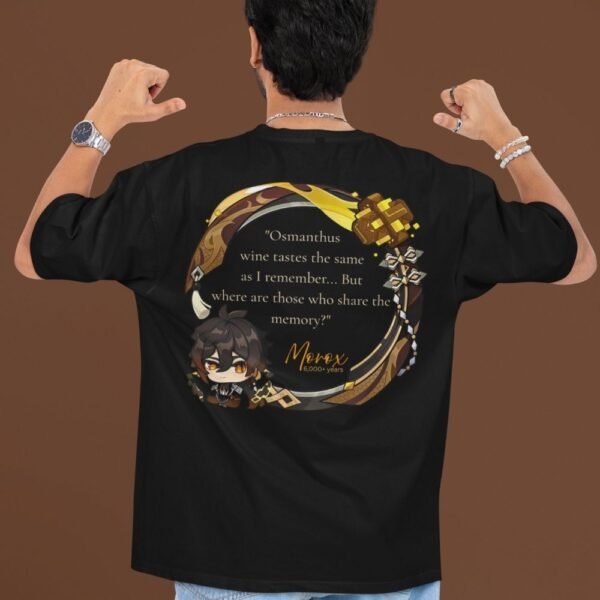 Zhongli-Oversized-T-Shirt–Anime-Graphic-Tee-Premium-Cotton-Front-&-Back-Print-Unisex-Fit