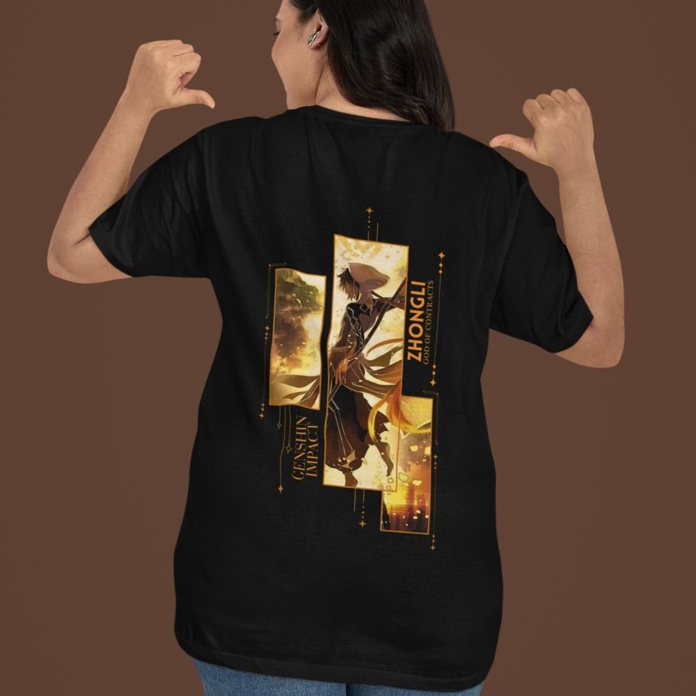 Zhongli-Geo-Archon-Oversized-T-Shirt–Genshin-Impact-Premium-Front-&-Back-Print-Anime-Streetwear-Essential