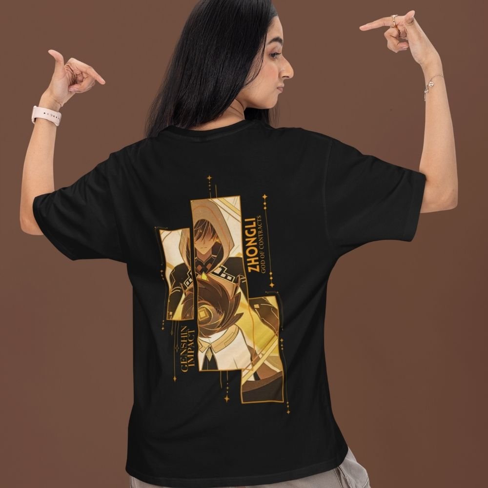 Zhongli-Liyue-Legacy-Oversized-T-Shirt-Front-&-Back-Anime-Print-Premium-Cotton-Genshin-Fan-Drop