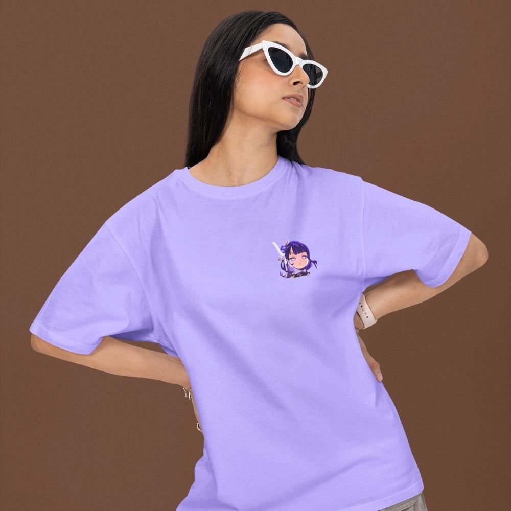 Raiden-Shogun-Electro-Reign-T-Shirt–Genshin-Impact-Oversized-Unisex-Front-&-Back-Anime-Graphic