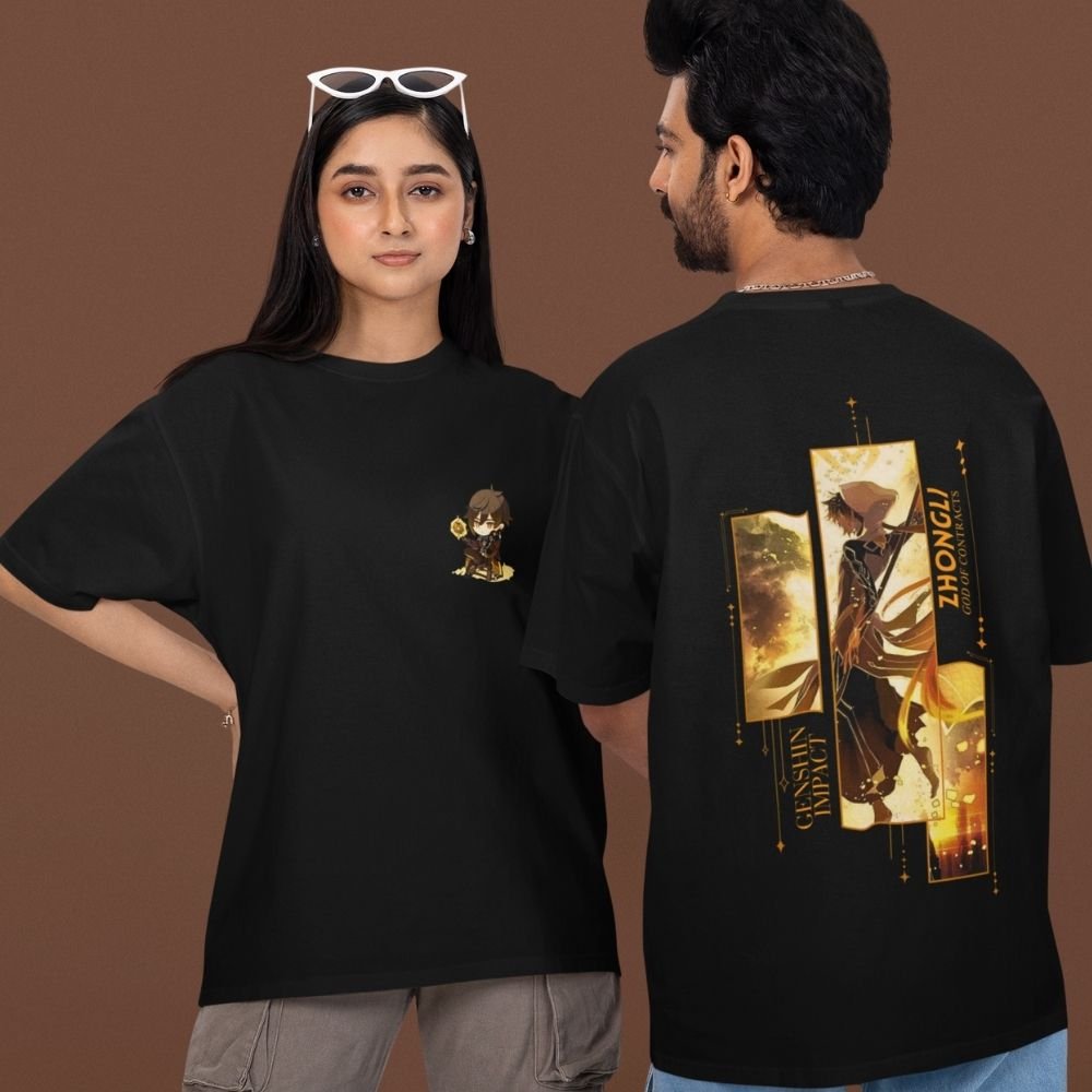 Zhongli-Geo-Archon-Oversized-T-Shirt–Genshin-Impact-Premium-Front-&-Back-Print-Anime-Streetwear-Essential