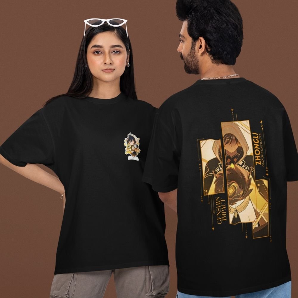 Zhongli-Liyue-Legacy-Oversized-T-Shirt-Front-&-Back-Anime-Print-Premium-Cotton-Genshin-Fan-Drop